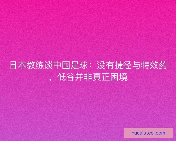 日本教练谈中国足球：没有捷径与特效药，低谷并非真正困境